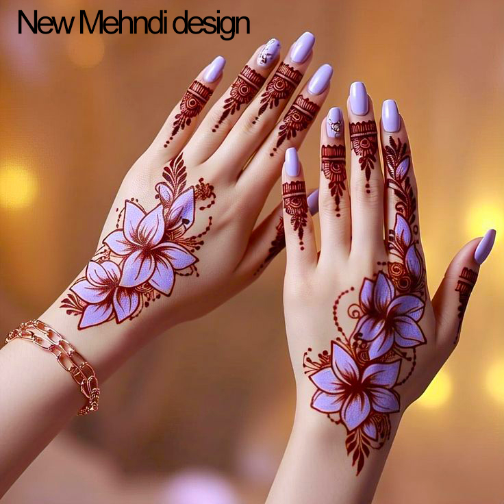 Beautiful Simple Mehndi Design Front Hand with Floral Patterns