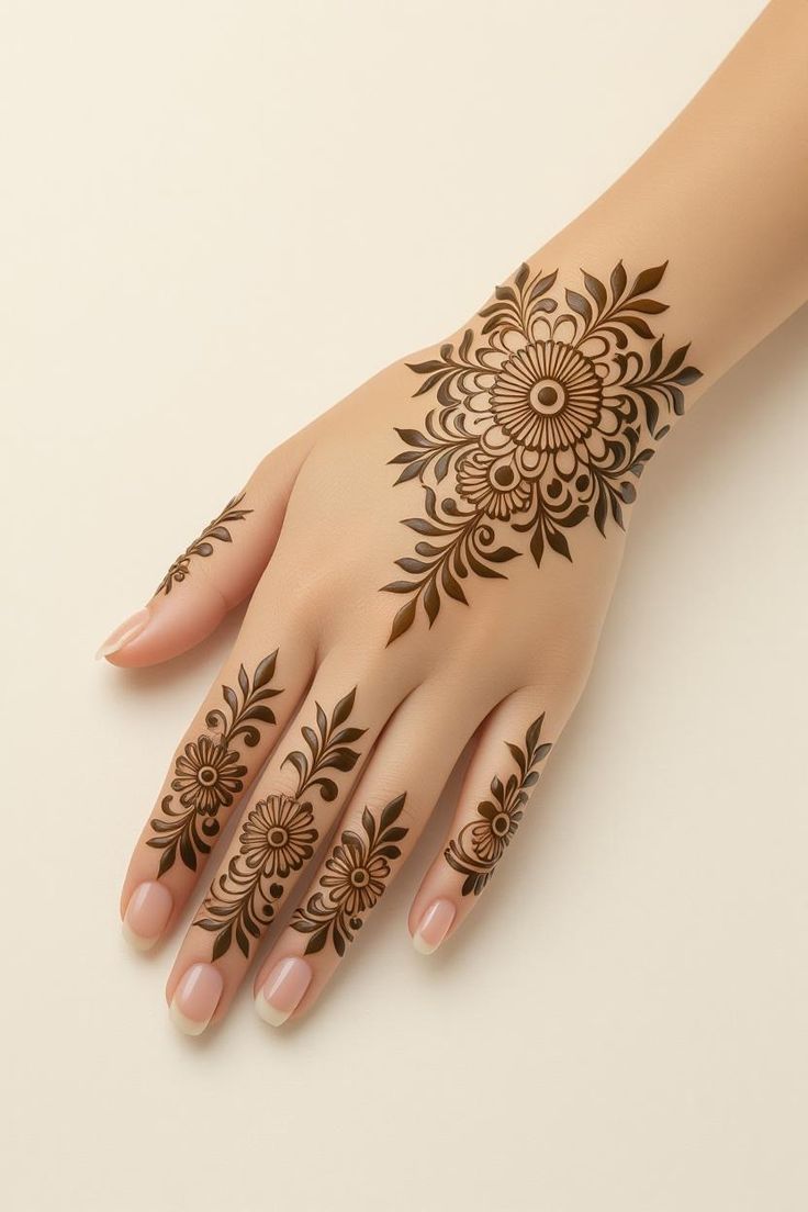 Simple Floral Mehndi Designs for Hands