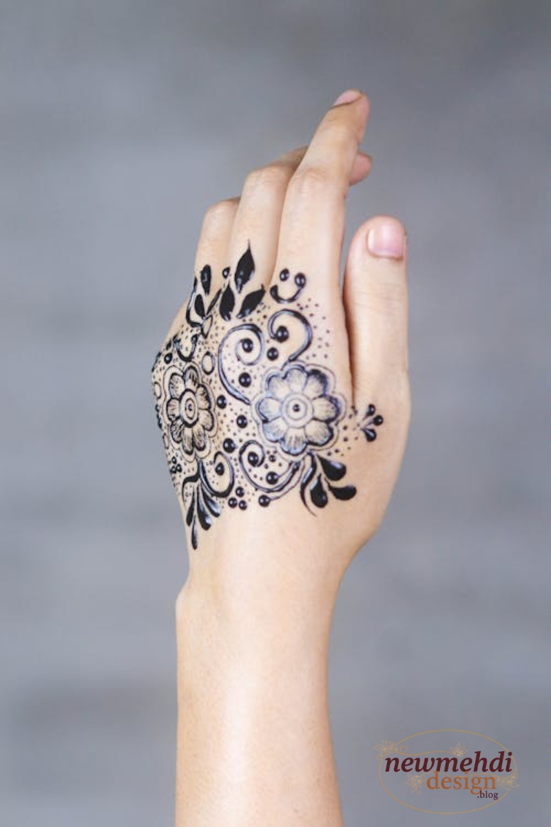 Half-Spaced Floral Back-Hand Mehndi Design