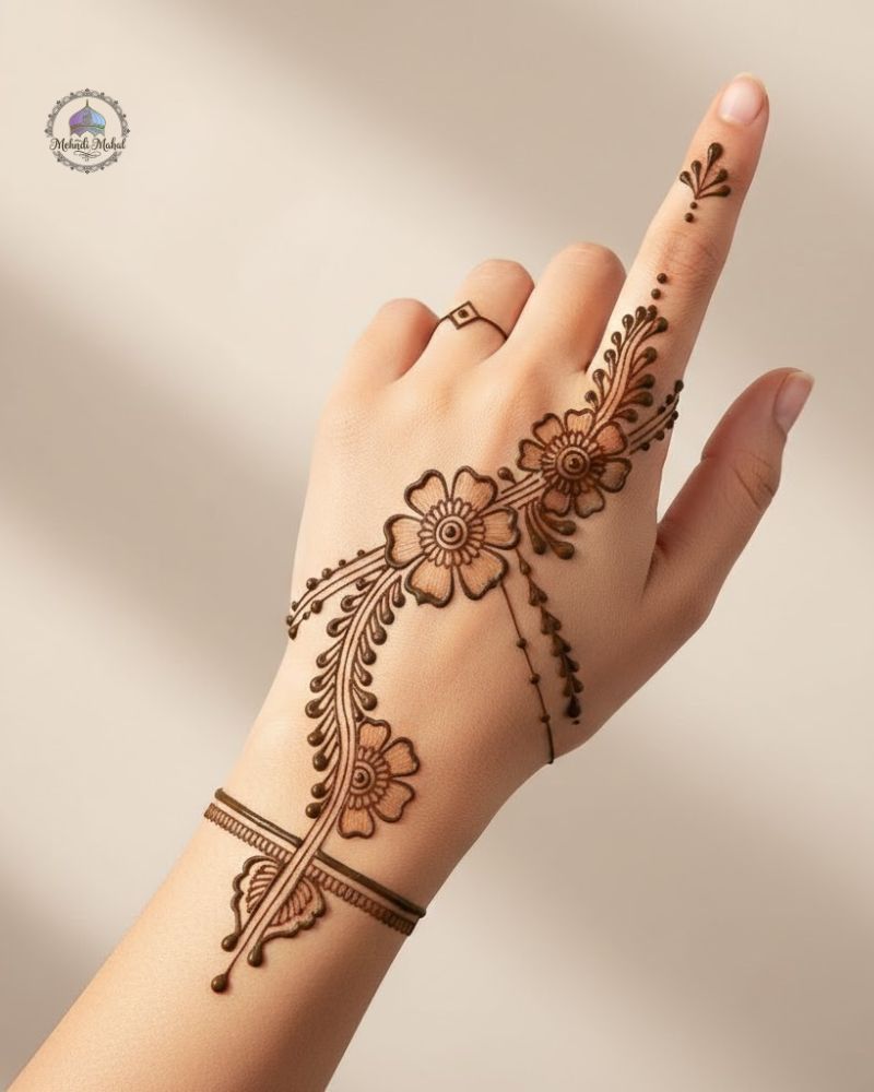 Simple Fusion Mehndi Design For Eid