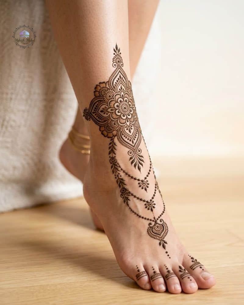 bridal simple mehndi designs for feet jewellery style