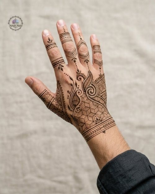 Geometric and Tribal Mehndi Designs for Men