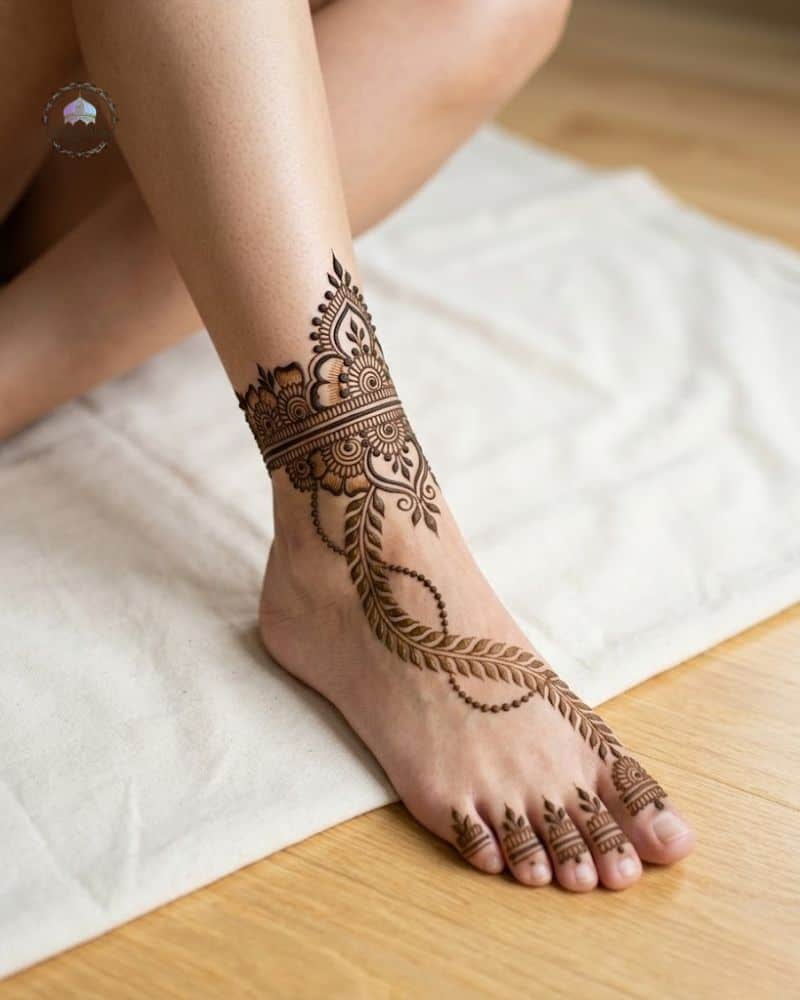 bridal simple mehndi designs for feet jewellery style