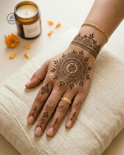 Floral groom mehndi design 2026