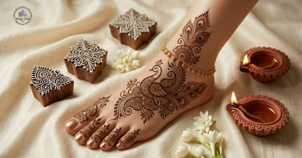 Peacock Motif Foot Mehndi Designs