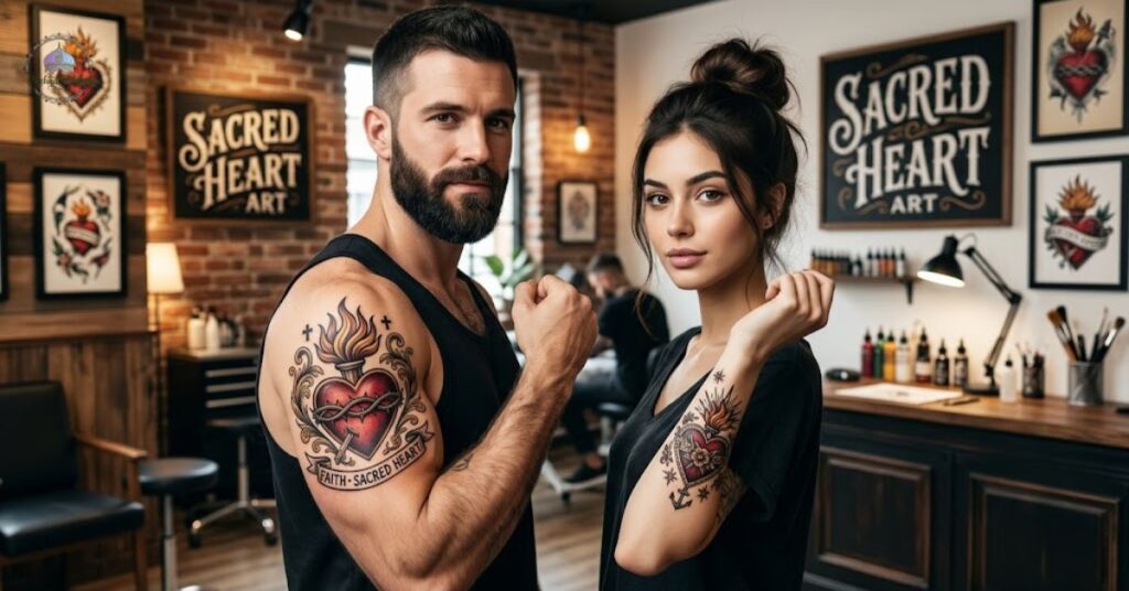 Sacred Heart Tattoo Designs for Men and Women
