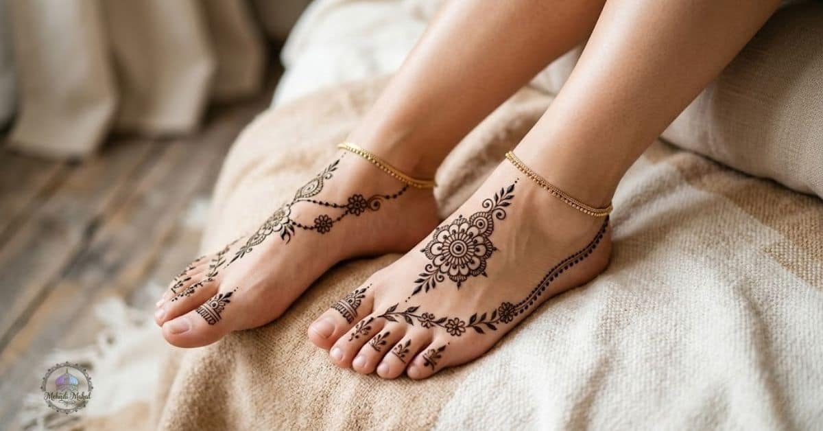 easy simple mehndi designs for feet at home