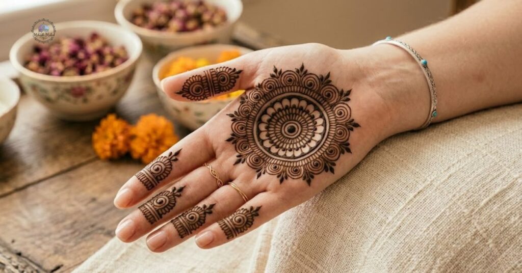 Circle Mehndi Designs for Front Hand