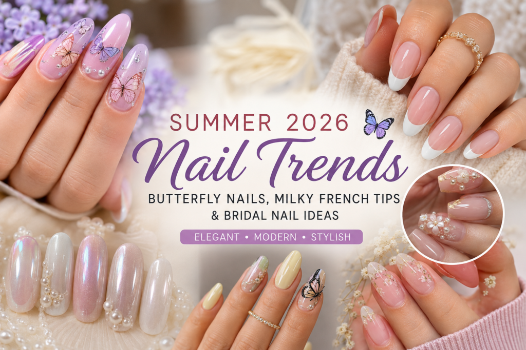 Summer 2026 Nail Trends: Butterfly Nails, Milky French Tips & Bridal Nail Ideas